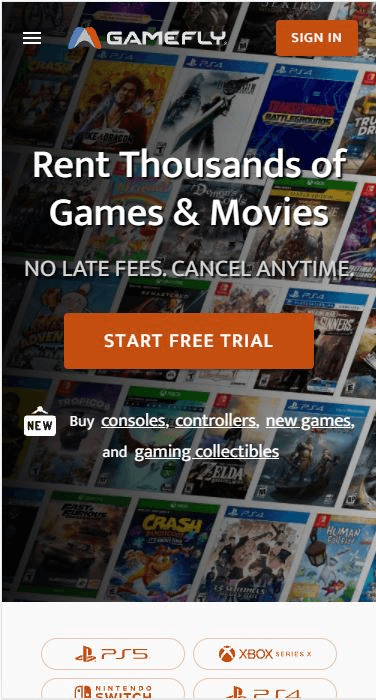 Gamefly Website